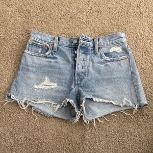 Levi's Light Blue Distressed Jean Shorts